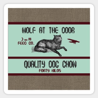 Wolf at the Door Dog Chow Burlap Feedsack Sticker